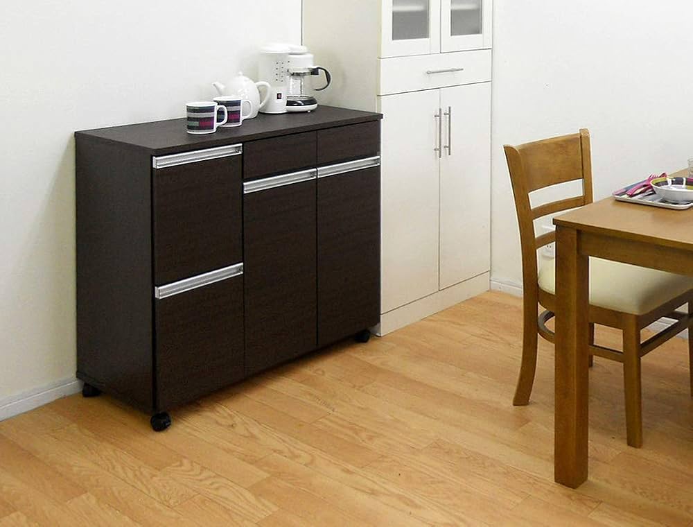 Amazon｜クロシオ ダイニングダストボックス4D ブラウン 幅82cm